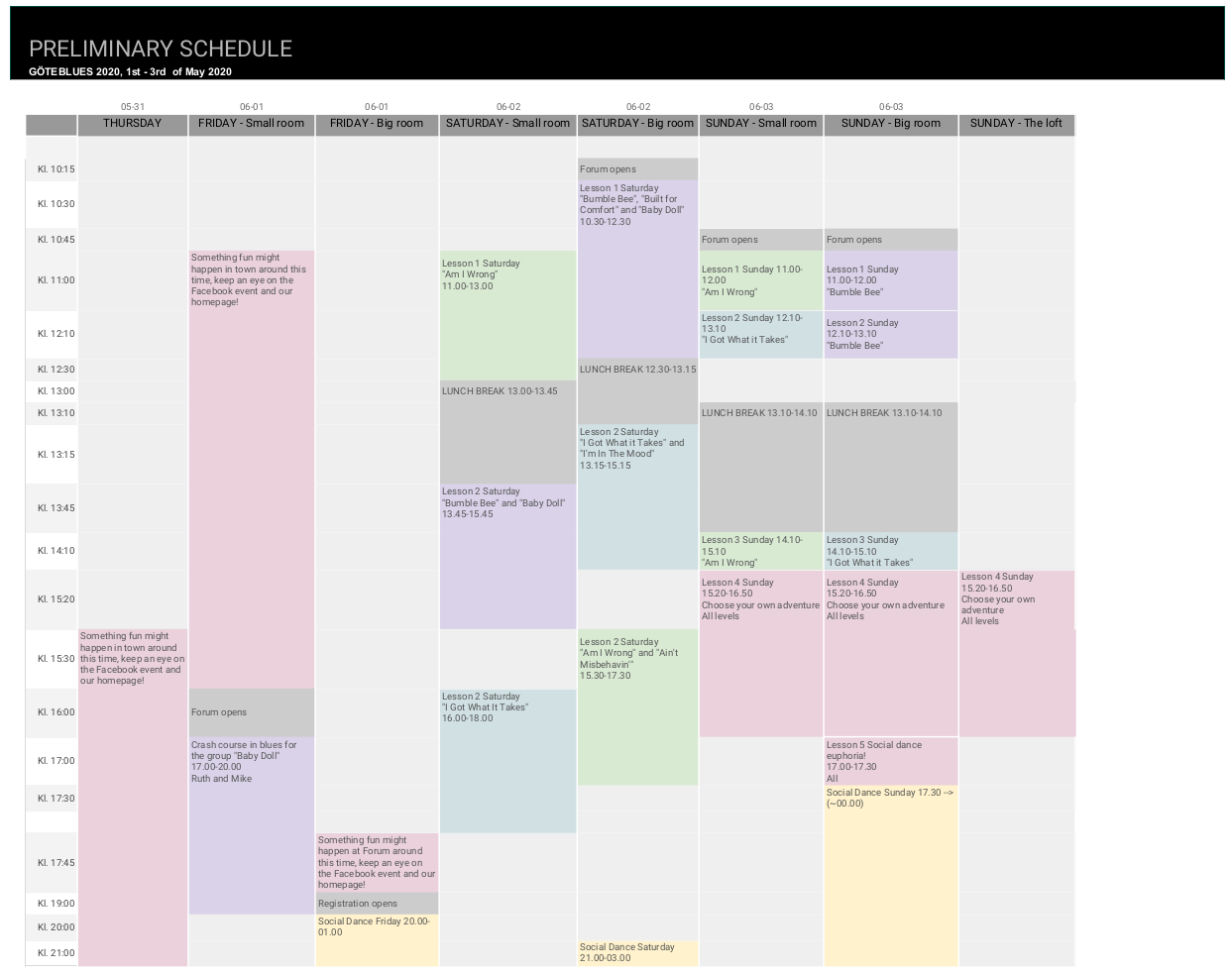 Preliminary schedule